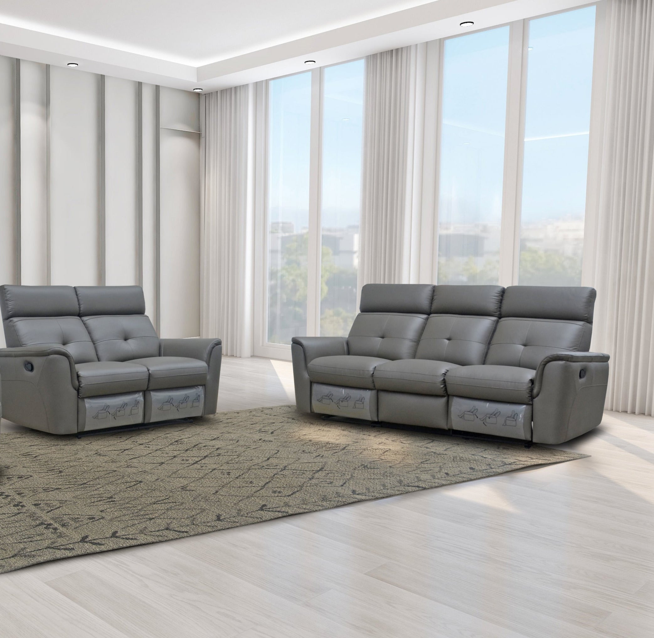 ESF Furniture - 8501 2 Piece Recliner Sofa Set in Dark Grey - 8501DARKGREY-SL
