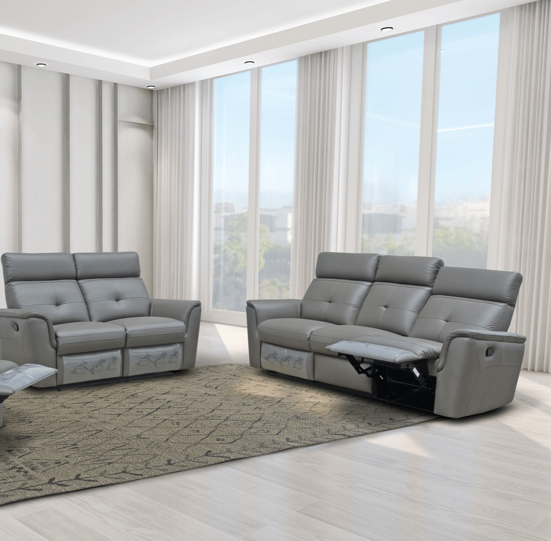 ESF Furniture - 8501 2 Piece Recliner Sofa Set in Dark Grey - 8501DARKGREY-SL