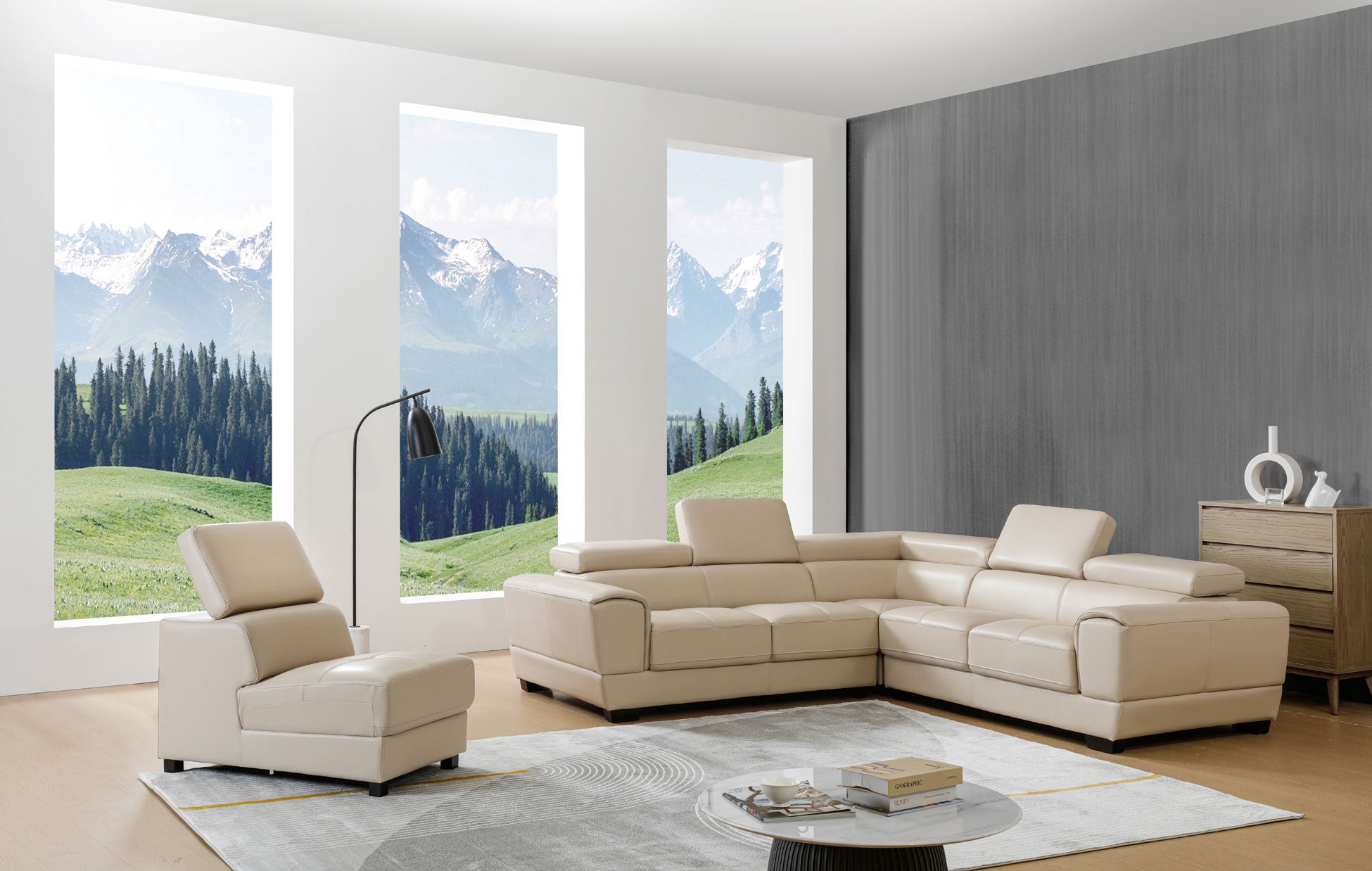 ESF Furniture - 2786 Sectional in Cream - 2786-SEC