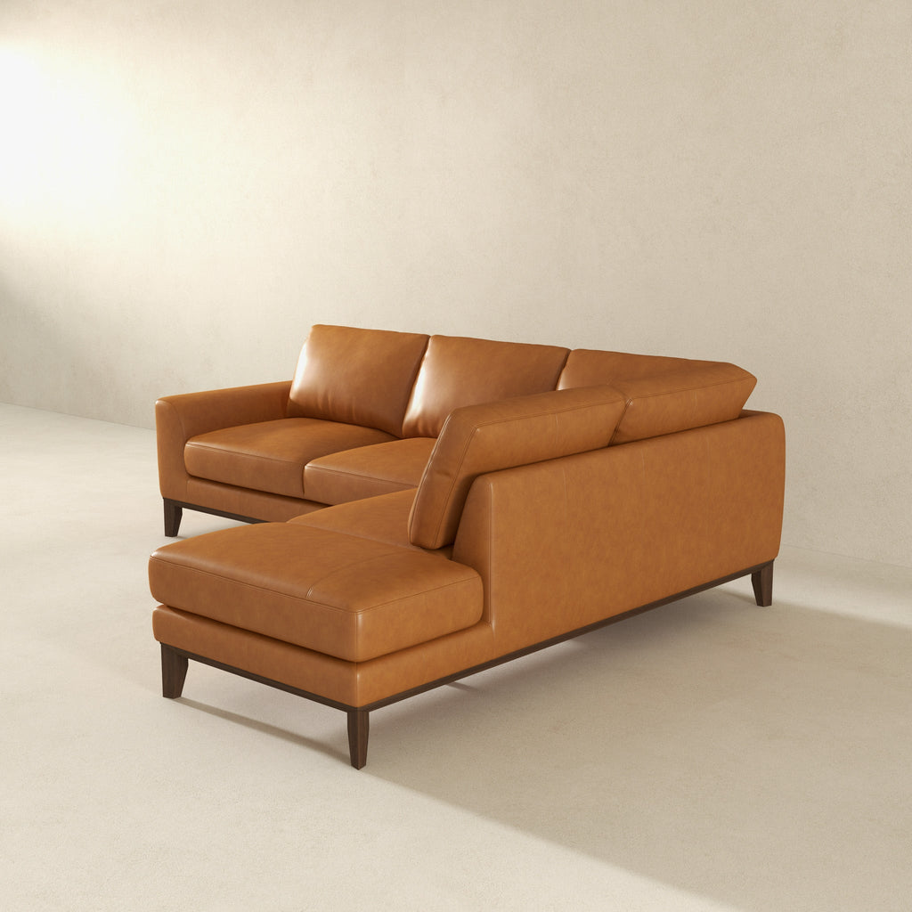 London Premium Genuine Leather Sectional Sofa Right Facing