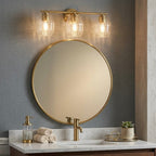 Luster Three Lights Vanity With Clear Glass Mirror Wall Lamp - Satin Brass