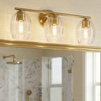 Luster Three Lights Vanity With Clear Glass Mirror Wall Lamp - Satin Brass