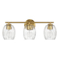 Luster Three Lights Vanity With Clear Glass Mirror Wall Lamp - Satin Brass