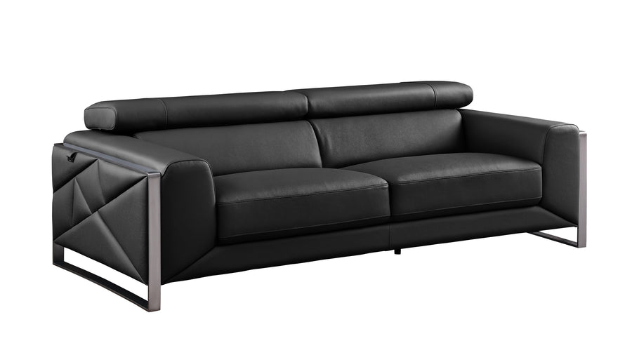 Giorgio Black Italian Leather — Sofa only