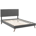 Camille Fabric Platform Bed with Round Splayed Legs