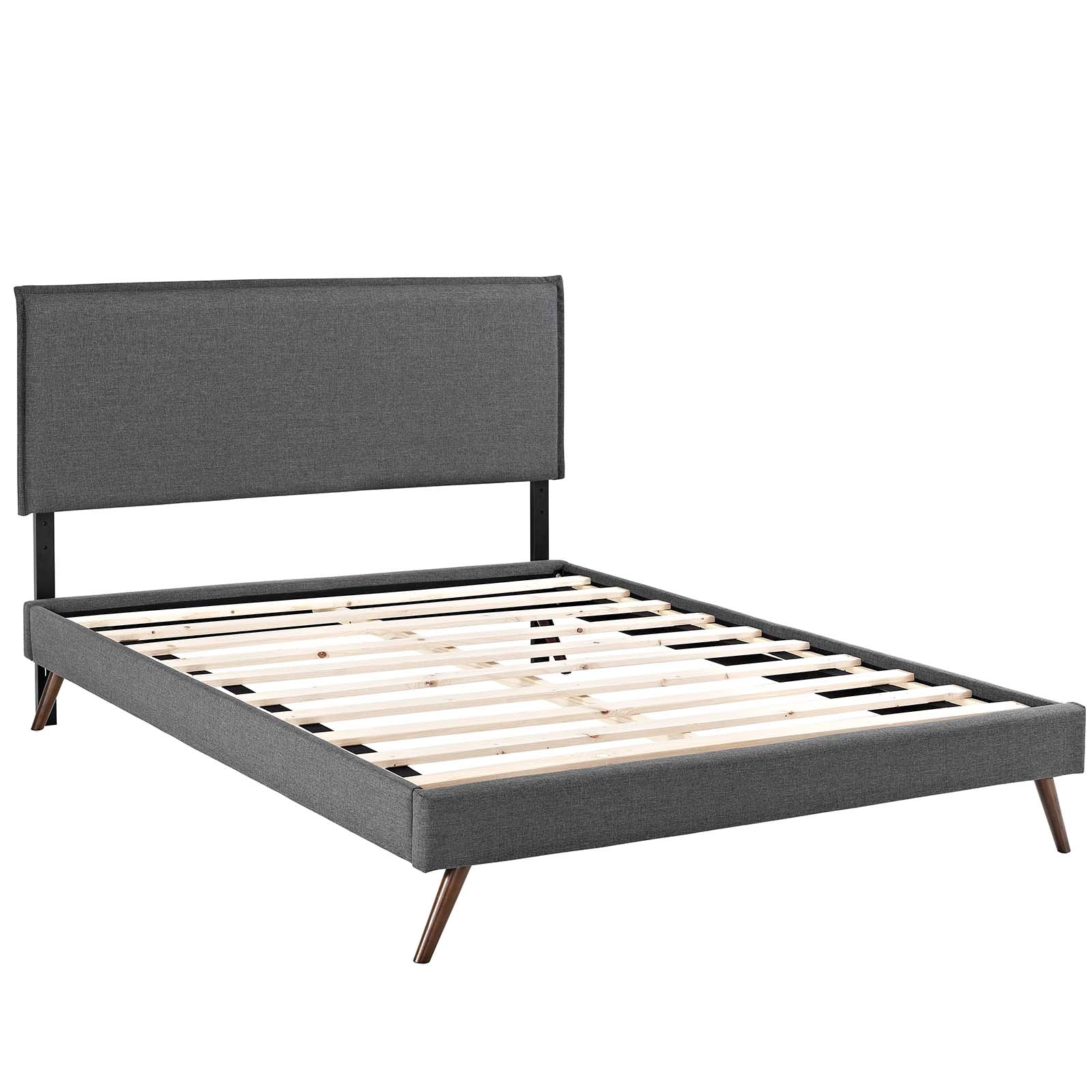 Camille Fabric Platform Bed with Round Splayed Legs