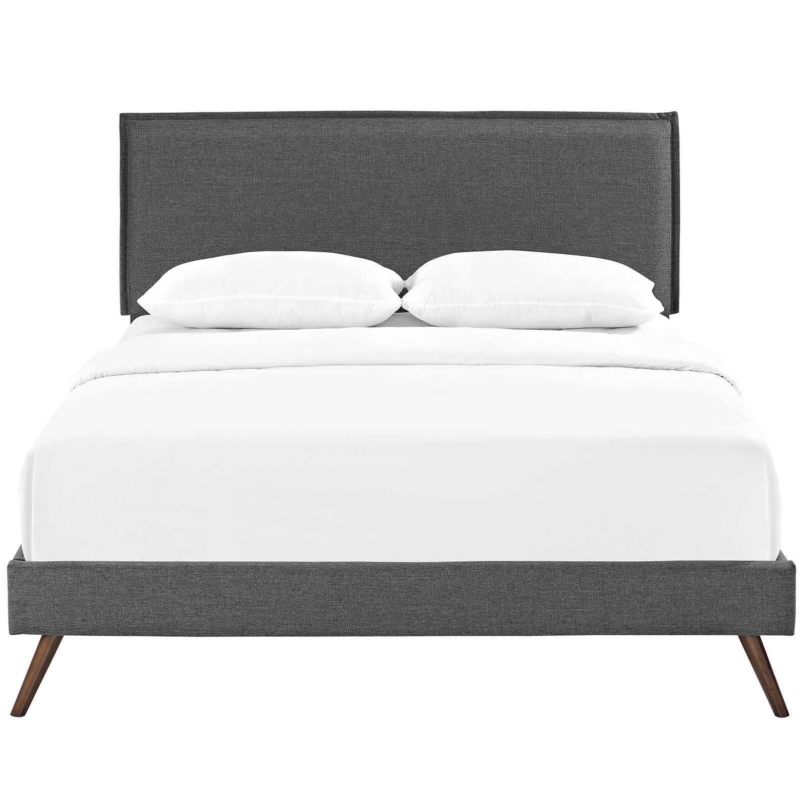 Camille Fabric Platform Bed with Round Splayed Legs
