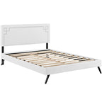 Josie Vinyl Queen Platform Bed with Round Splayed Legs