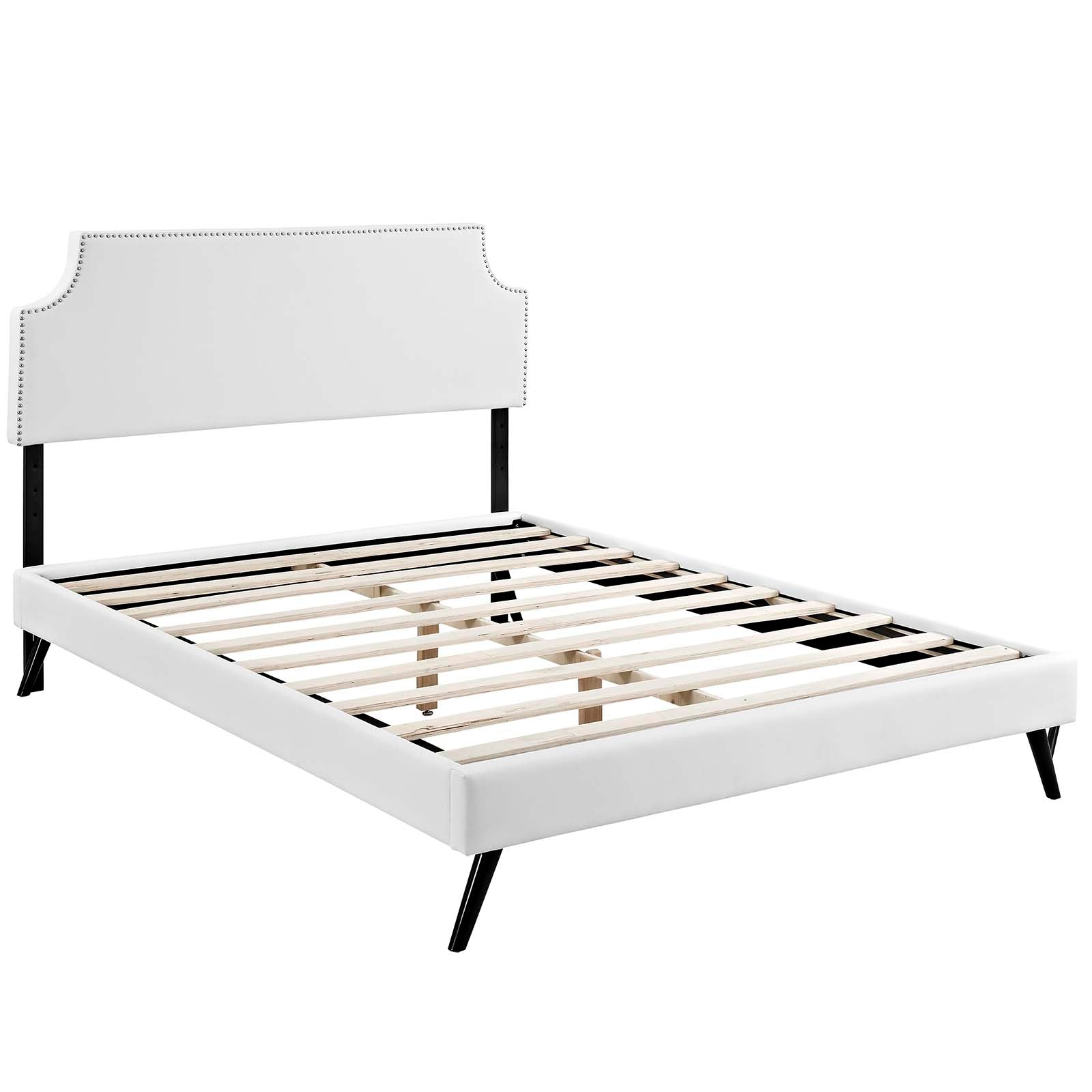 Laura Fabric Platform Bed with Round Splayed Legs