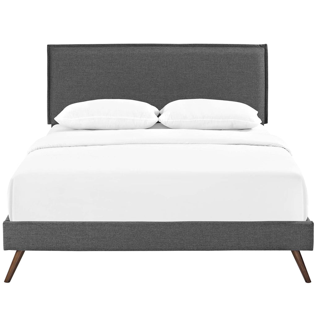 Amaris Fabric Platform Bed with Round Splayed Legs