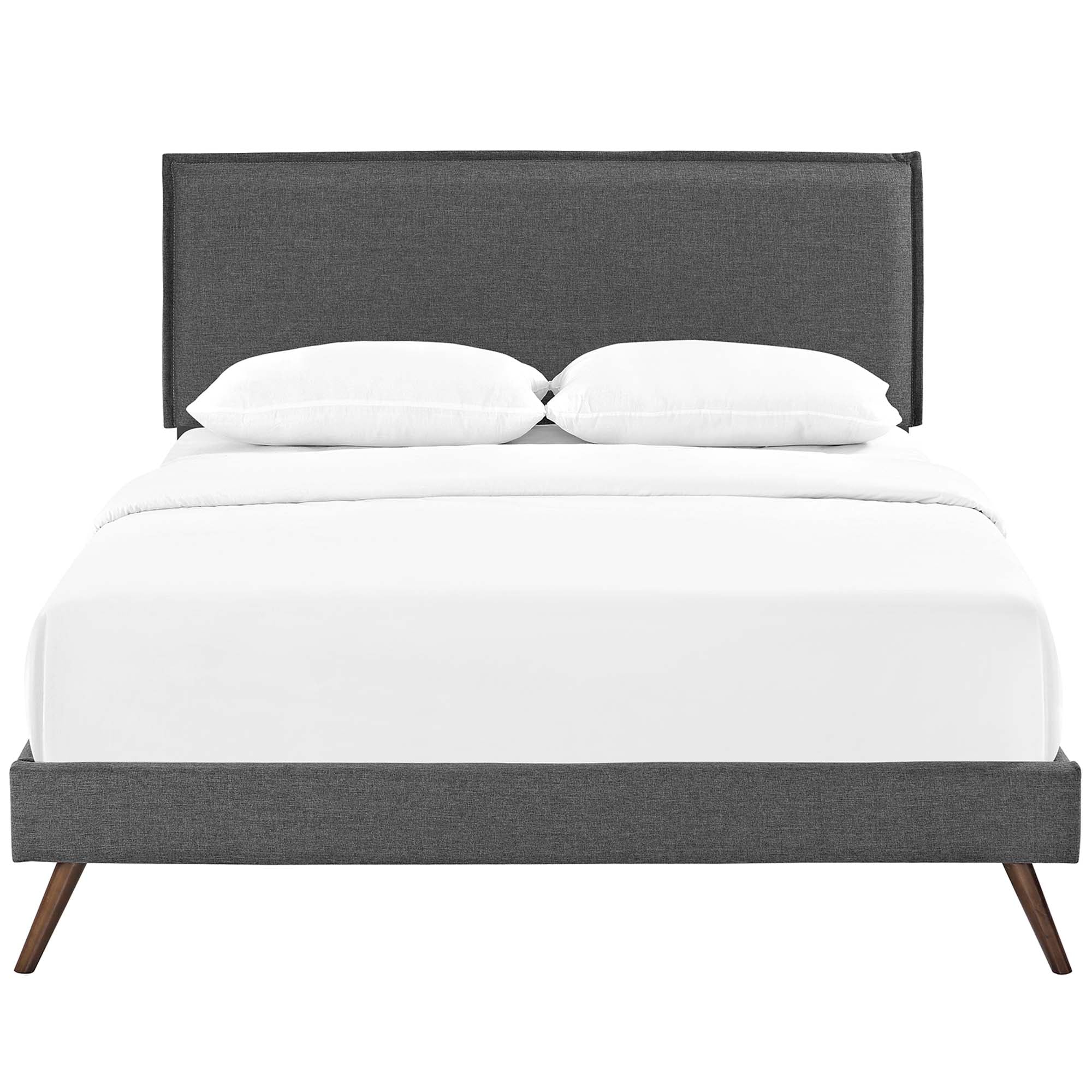 Amaris Fabric Platform Bed with Round Splayed Legs