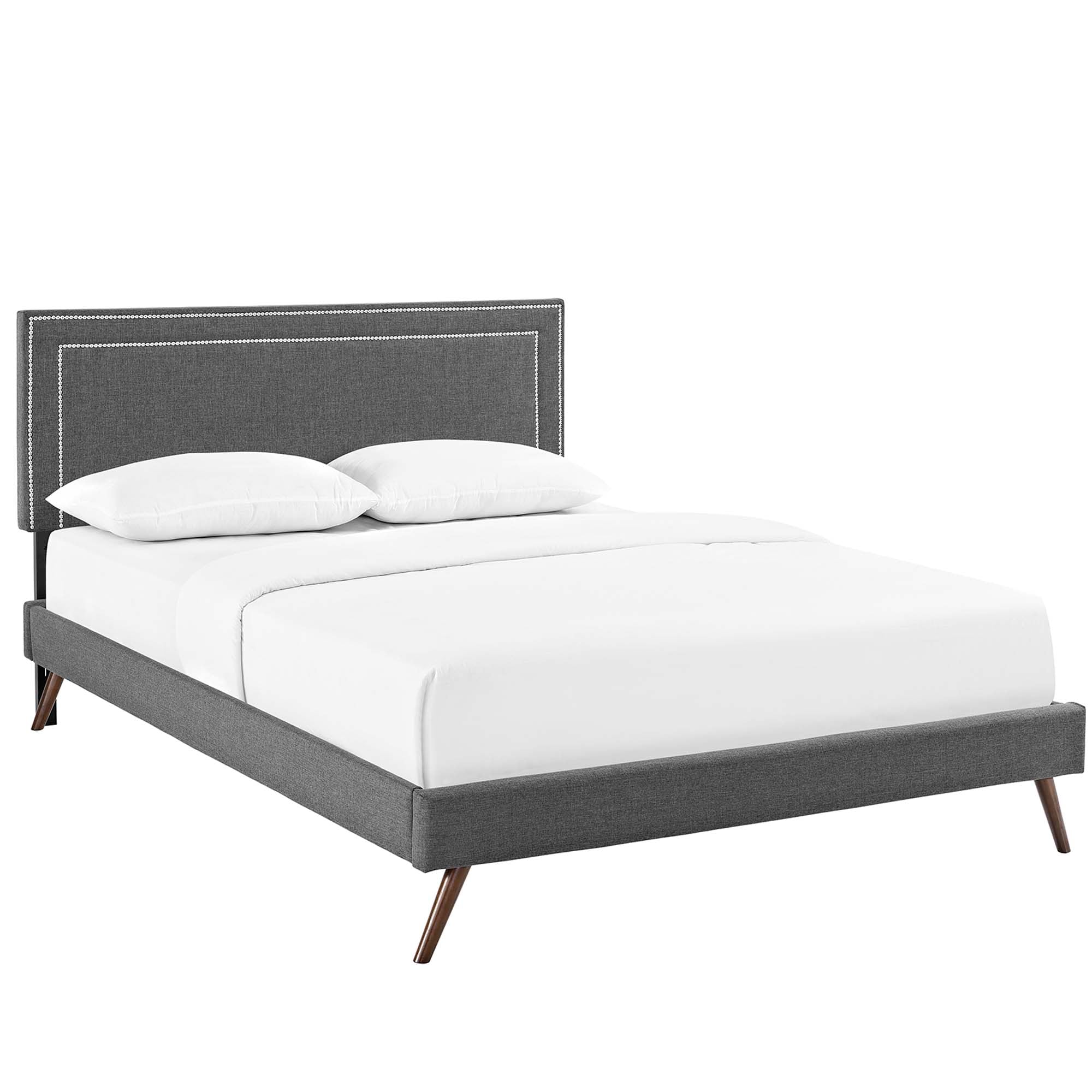 Virginia Fabric Platform Bed with Round Splayed Legs