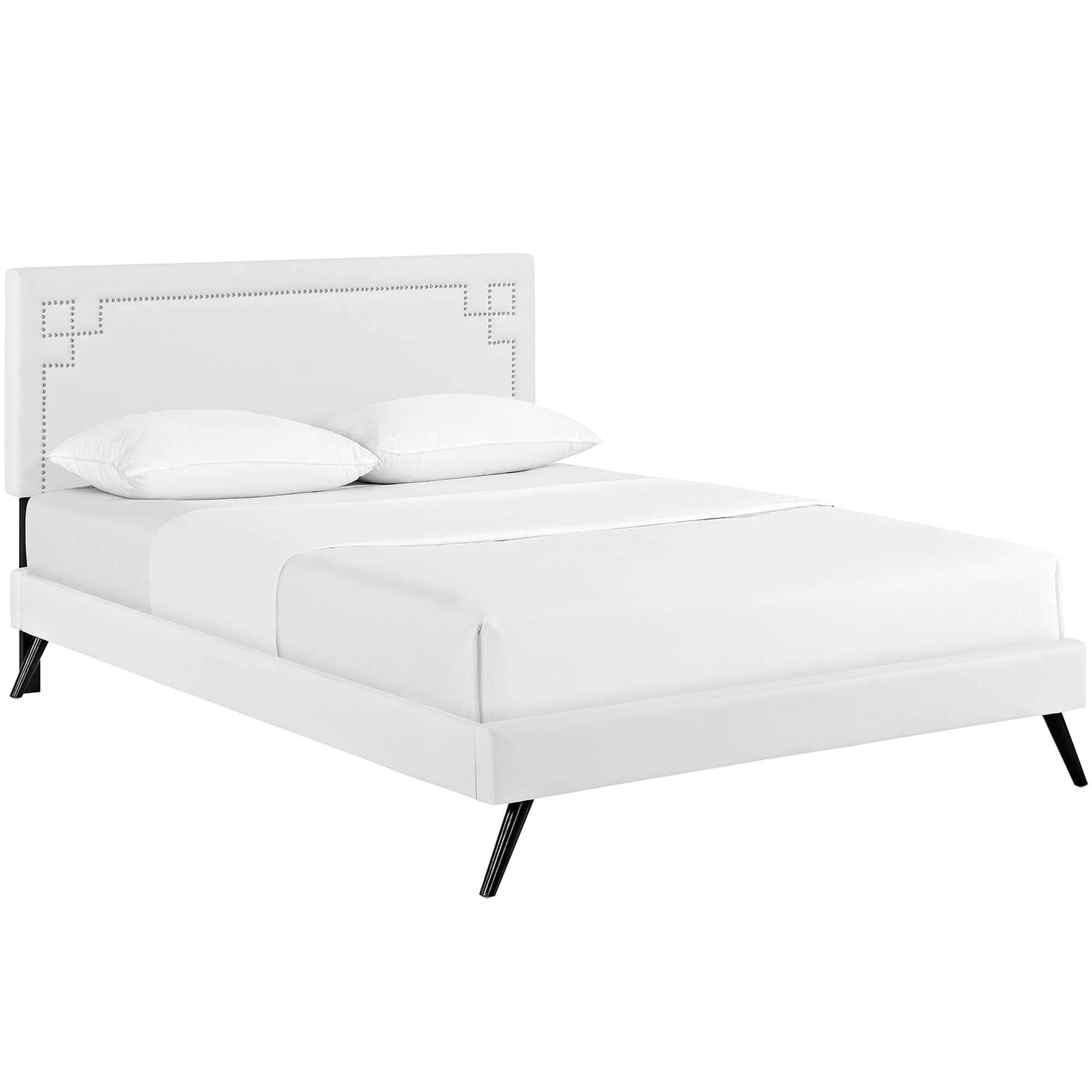 Ruthie Vinyl Platform Bed with Round Splayed Legs