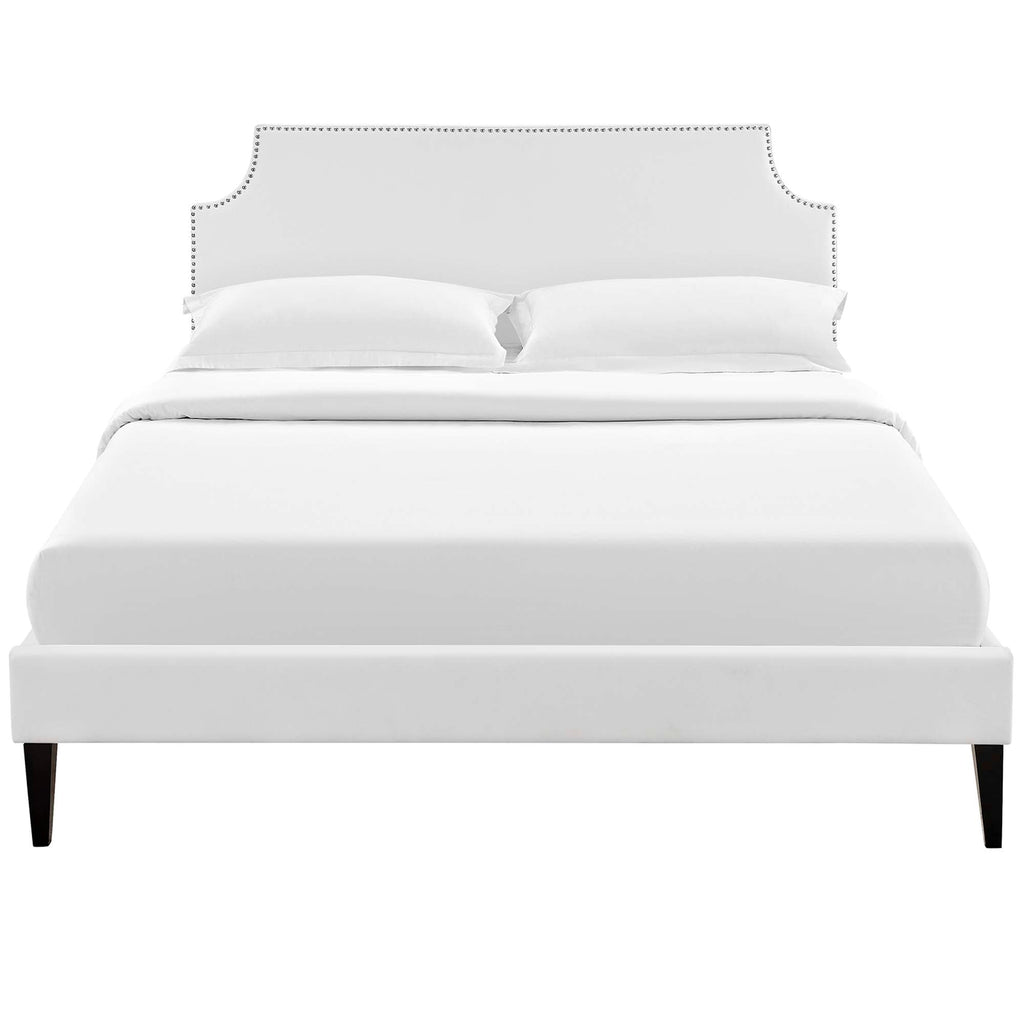 Corene Vinyl Platform Bed with Squared Tapered Legs