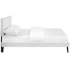 Macie Vinyl Platform Bed with Round Splayed Legs
