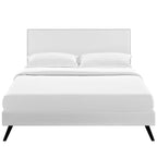 Macie Vinyl Platform Bed with Round Splayed Legs