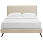Macie Fabric Platform Bed with Round Splayed Legs