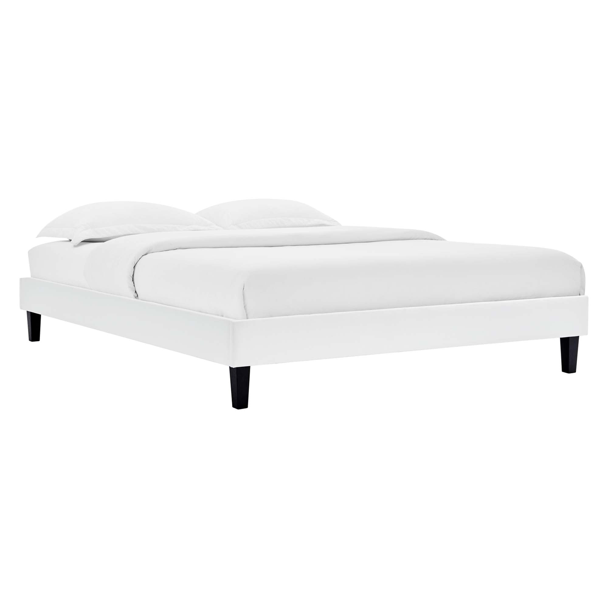 Alessi Performance Velvet Platform Bed With Black Wood Legs
