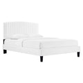 Alessi Performance Velvet Platform Bed With Black Wood Legs