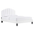 Daisy Performance Velvet Platform Bed With Black Wood Legs