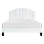 Daisy Performance Velvet Platform Bed With Black Wood Legs