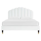 Daisy Performance Velvet Platform Bed Wood and Gold Legs