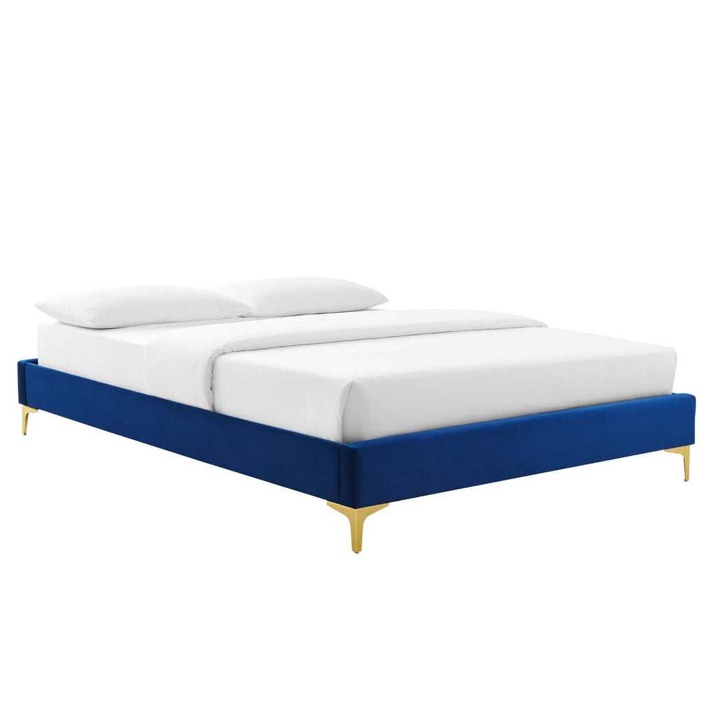 Novi Performance Velvet Bed With Gold Metal Legs