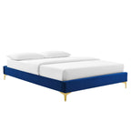 Novi Performance Velvet Bed With Gold Metal Legs