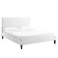 Peyton Performance Velvet Platform Bed With Black Wood Legs