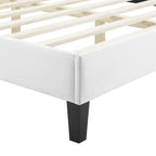 Peyton Performance Velvet Platform Bed With Black Wood Legs