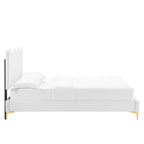 Current Performance Velvet Platform Bed With Gold Metal Legs