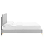 Current Performance Velvet Platform Bed With Gold Metal Legs