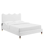Current Performance Velvet Platform Bed With Wood and Gold Legs