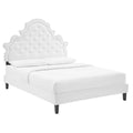 Gwyneth Tufted Performance Velvet Platform Bed With Black Wood Legs
