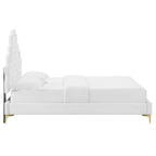 Gwyneth Tufted Performance Velvet Platform Bed With Gold Metal Legs