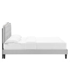 Amber Performance Velvet Platform Bed With Black Wood Legs