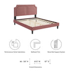 Novi Performance Velvet Bed With Black Wood Legs