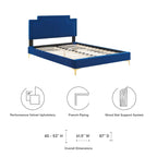 Liva Performance Velvet Bed With Gold Metal Legs