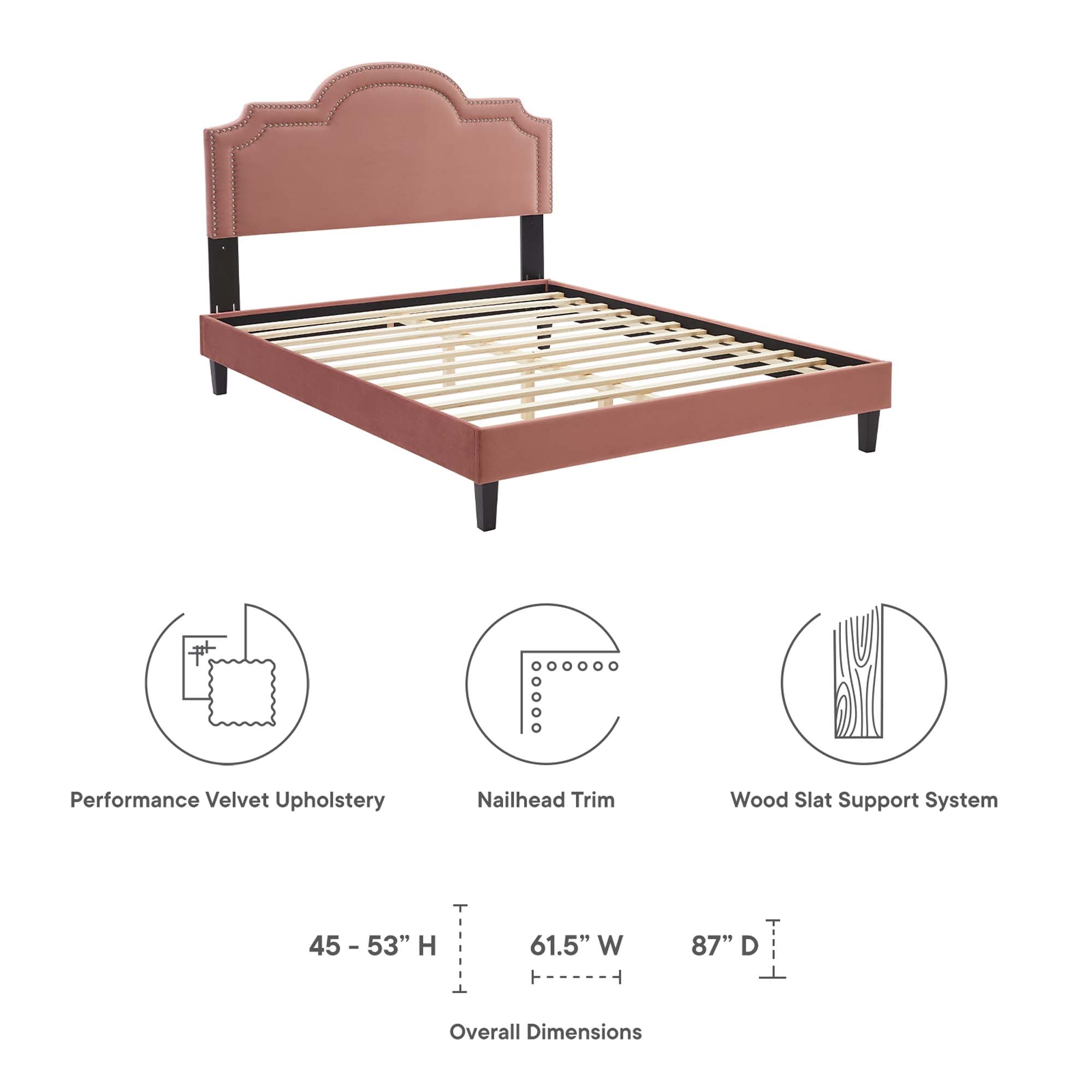 Aviana Performance Velvet Bed With Black Wood Legs