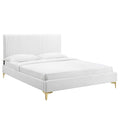 Peyton Performance Velvet Platform Bed With Gold Metal Legs