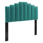 Elise Performance Velvet Platform Bed With Black Wood Legs