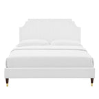 Sienna Performance Velvet Platform Bed With Wood and Gold Legs
