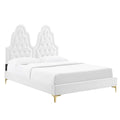 Alexandria Tufted Performance Velvet Platform Bed With Gold Legs