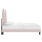 Alexandria Tufted Performance Velvet Platform Bed With Black Wood Legs