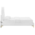 Alexandria Tufted Performance Velvet Platform Bed With Gold Legs