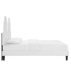 Alexandria Tufted Performance Velvet Platform Bed With Black Wood Legs