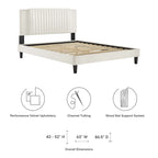 Zahra Channel Tufted Performance Velvet Platform Bed With Black Wood Legs