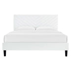 Roxanne Performance Velvet Platform Bed With Black Wood Legs