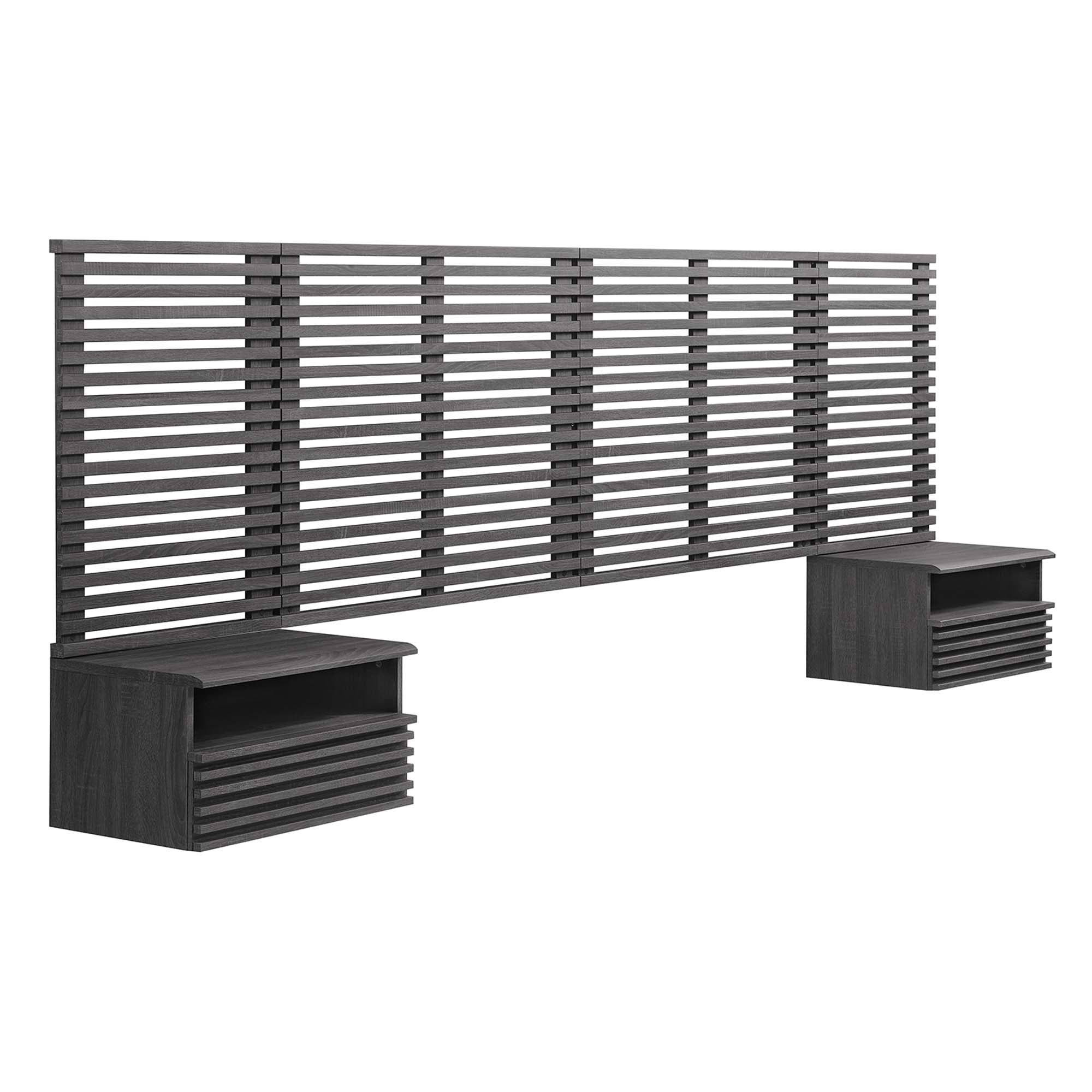 Render Wall Mount Headboard and Modern Nightstands