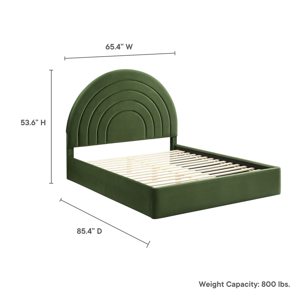 Solana Arched Performance Velvet Platform Bed